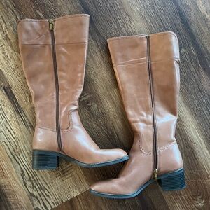 Tan Leather Knee-High Boots
